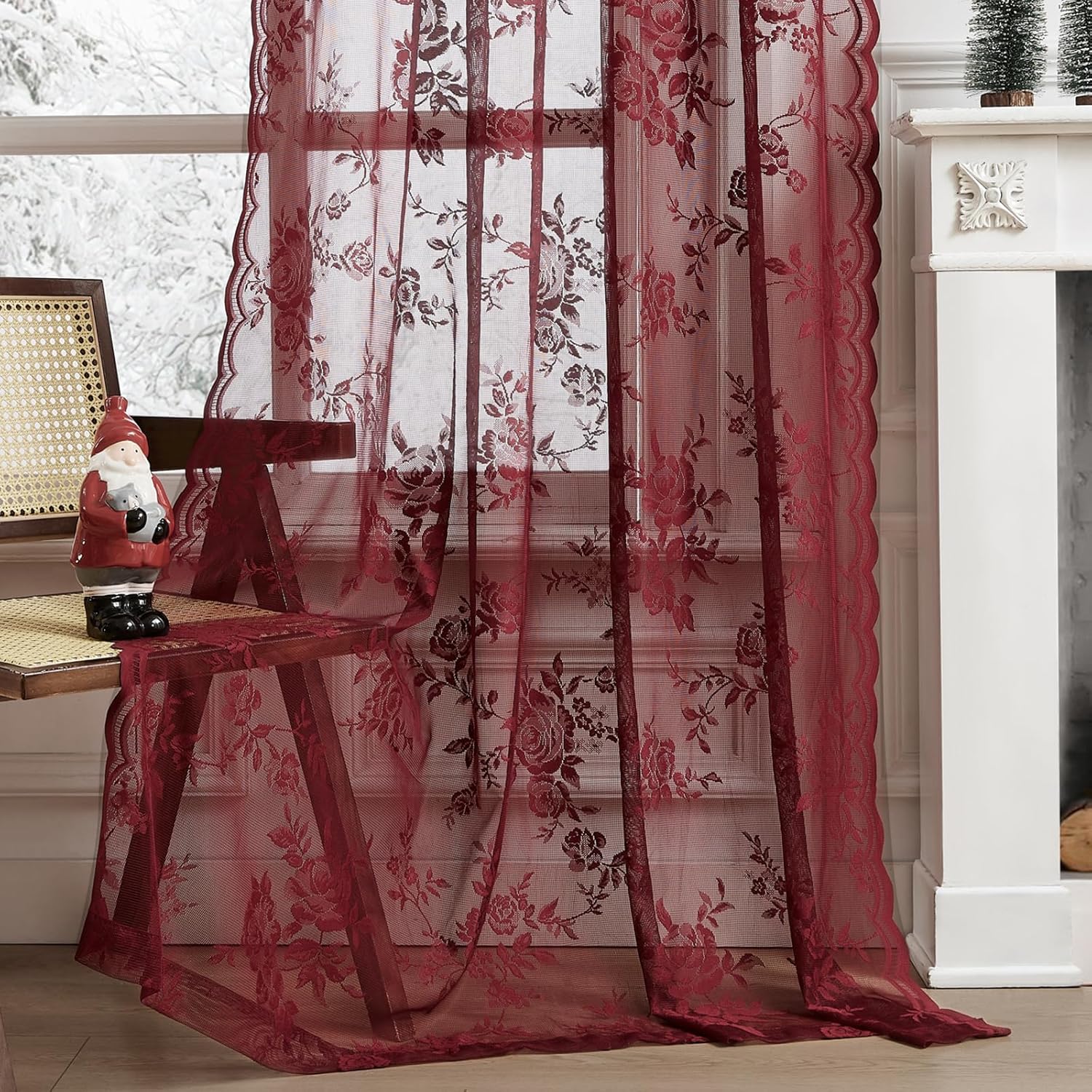 1 pz Tende in pizzo bordeaux L - Tablet Accessories Aesthetic recensione e prezzo